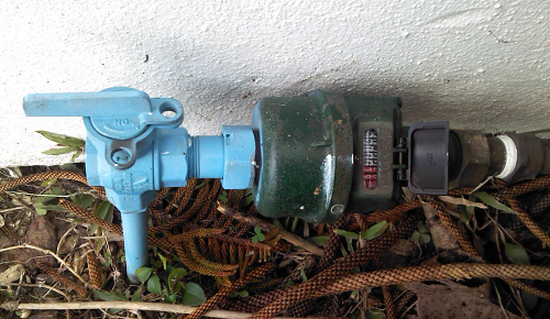 Water meter with sky blue marker