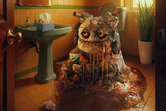 Dunny dweller spilling out on to the bathroom floor after blocking the toilet