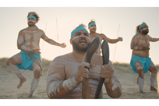 First Nations persons from Kabi Kabi land performing traditional dance