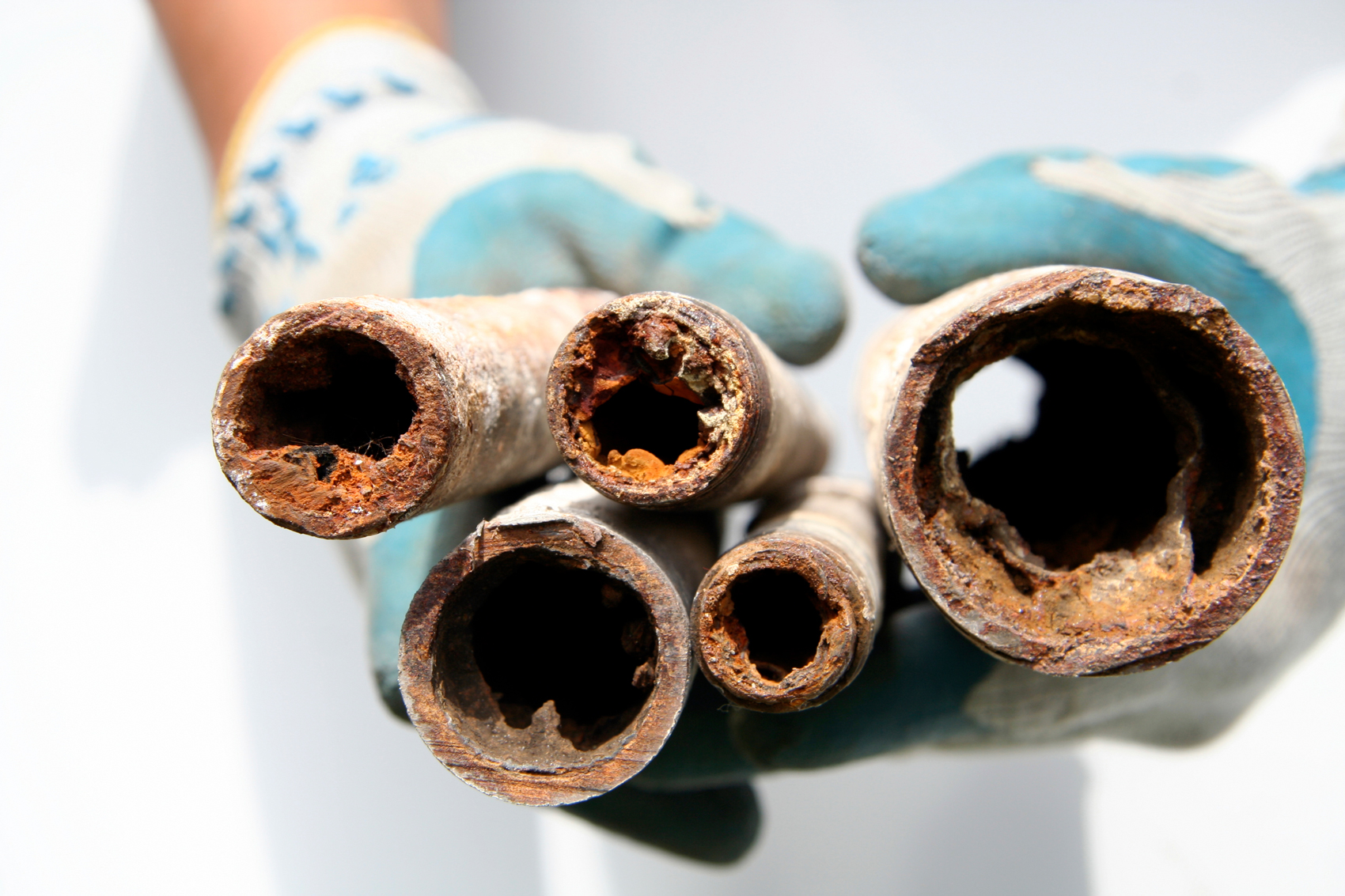 Clogged galvanised pipes