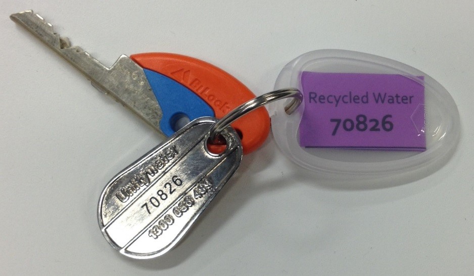 Recycled water access key tag