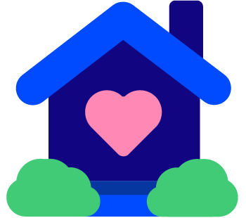 Icon of home with love heart in the middle