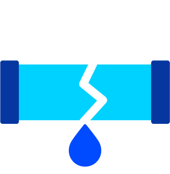 Water pipe break with water dripping from pipe