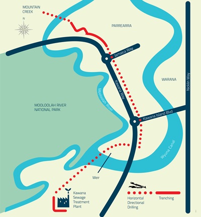 Mountain Creek to Kawana Sewerage Pipeline Map