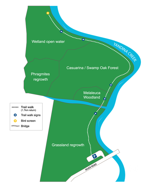 Blue Heart - Yandina Creek Wetland Trailhead Map