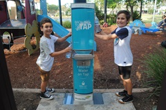 Permanent water refill station at Lake Eden Park, North Lakes