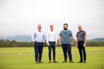 MBRC Mayor Peter Flannery, Pensar Managing Director Karl Yunker, Twin View Turf General Manager Lawrence Stephenson and Unitywater Chairman Michael Arnett at Twin View Turf farm