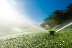 Recycled water sprinklers on Coolum golf course