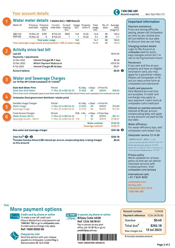 Business quarterly bill