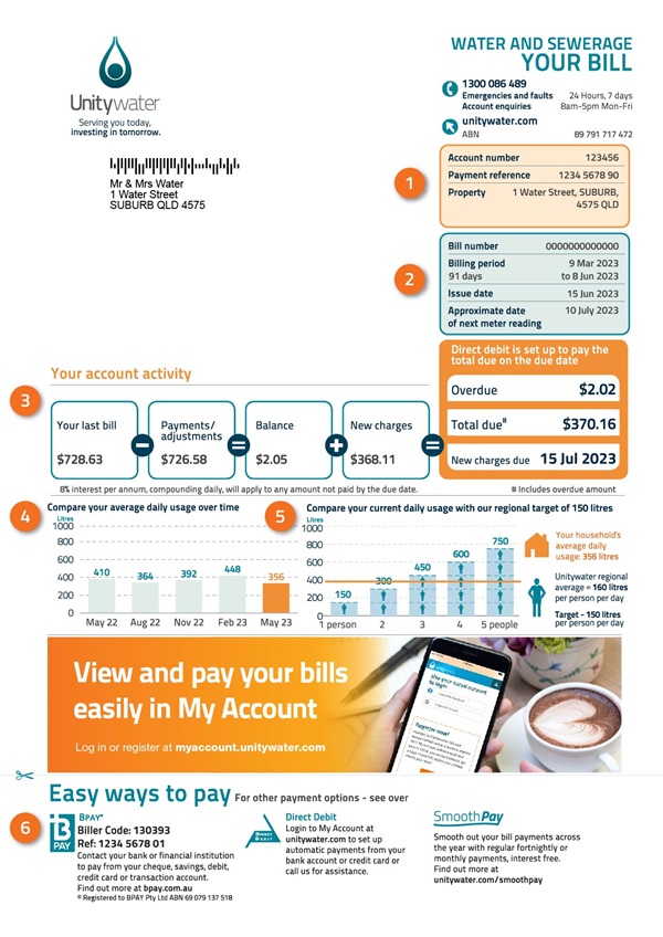 Residential quarterly bill page 1