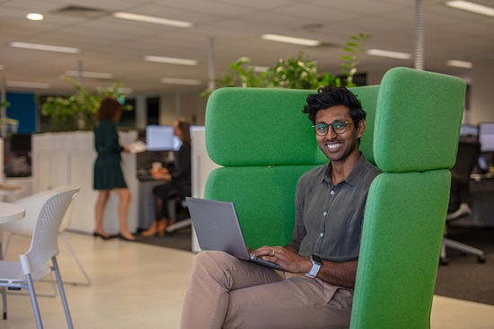 Unitywater team member working on laptop