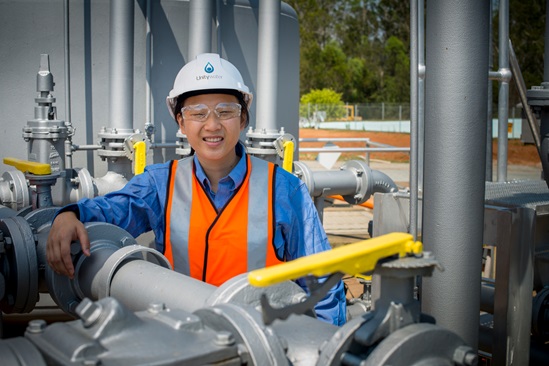 Unitywater female engineer at the Sewage Treatment Plant