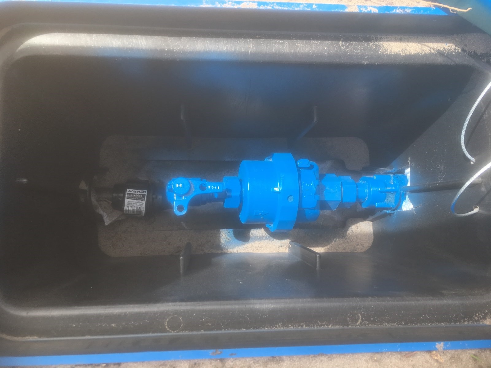 Blue water meter in box