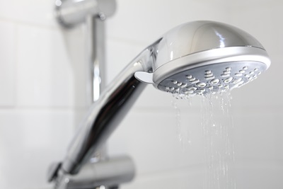 Shower head in residential bathroom