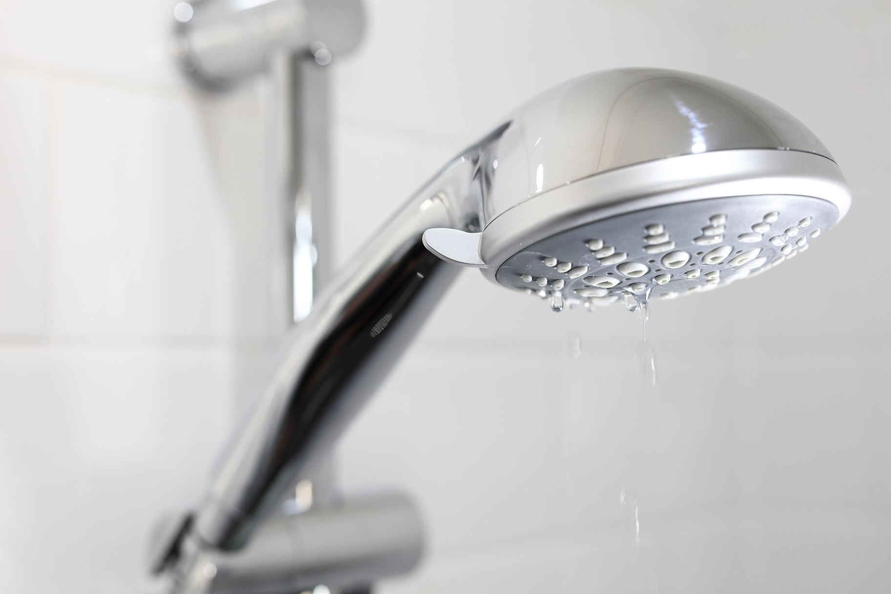 Shower head in residential bathroom